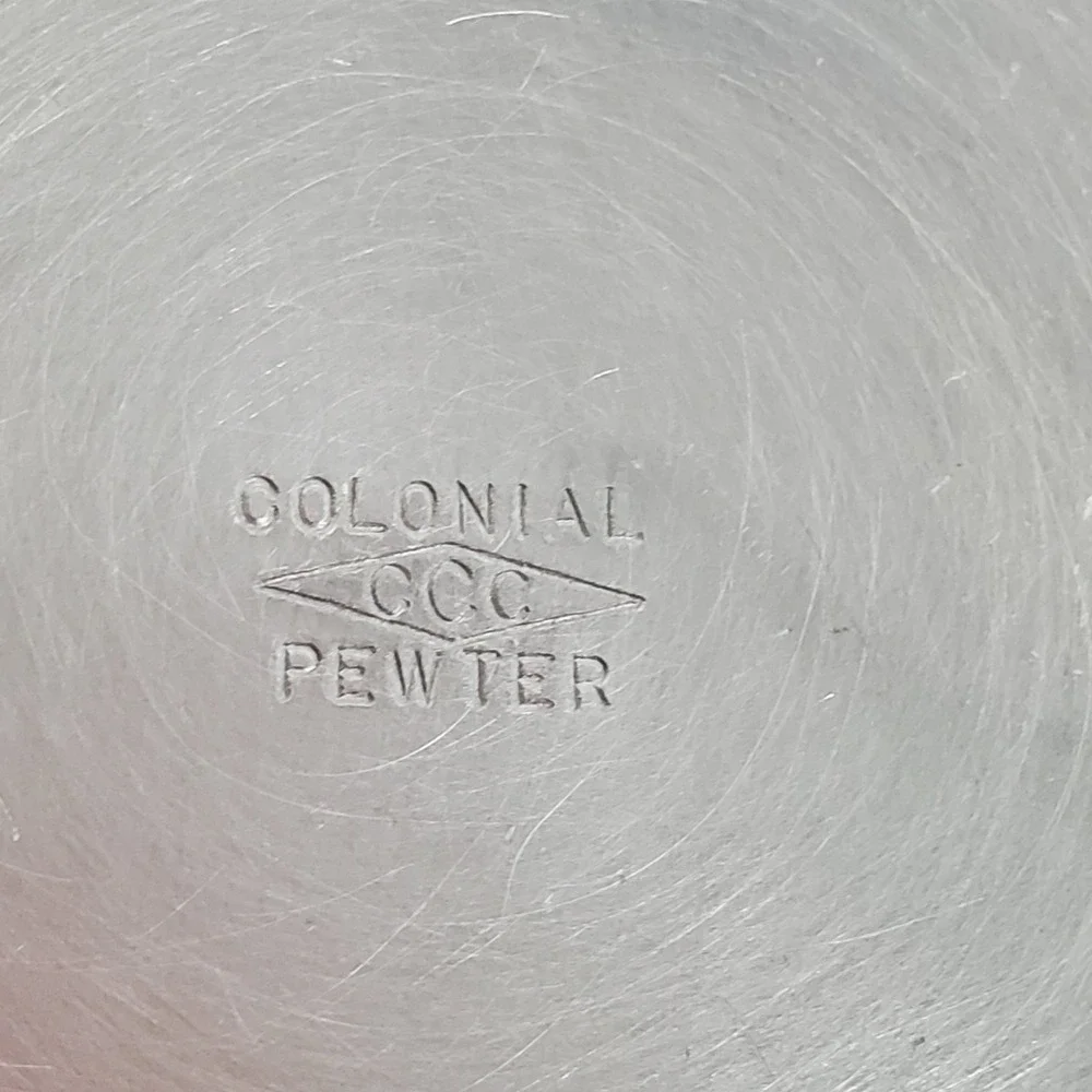 Colonial CCC Pewter Bowl 9.75in  Vintage Decor Wide Rim Brushed Vintage